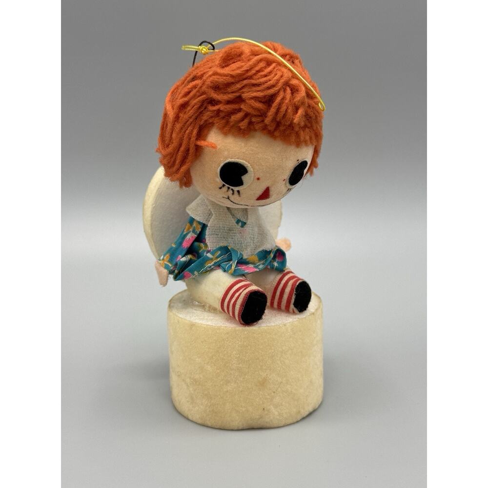 Vintage Raggedy Ann Sitting On Styrofoam Ornament